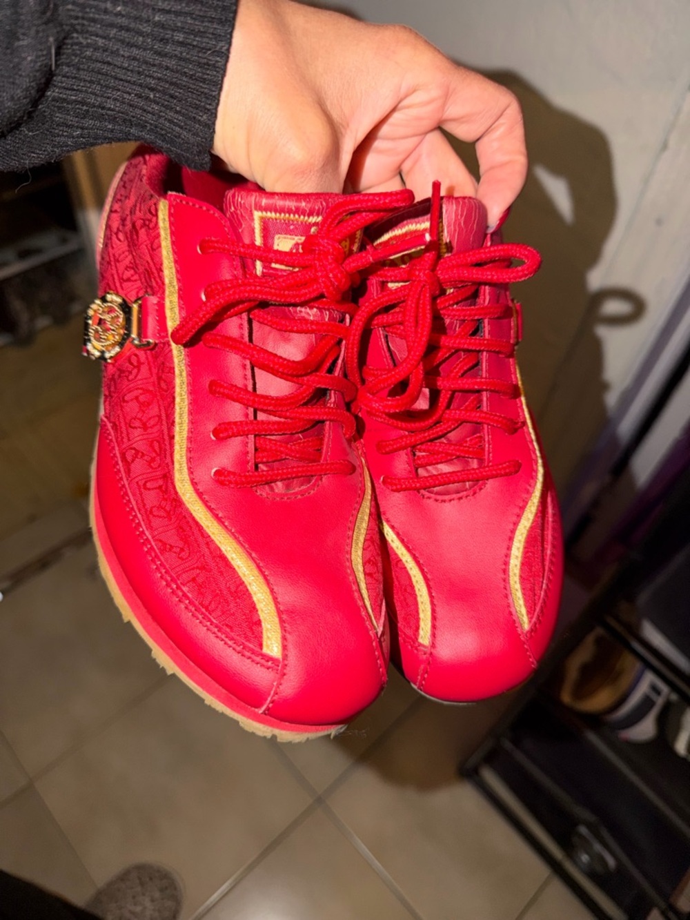 Pepe Jeans Red Sneakers with Gold Trim